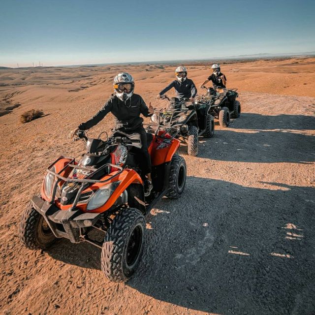 Marrakech: Agafay Quad Bike, Giro in cammello al tramonto con cena